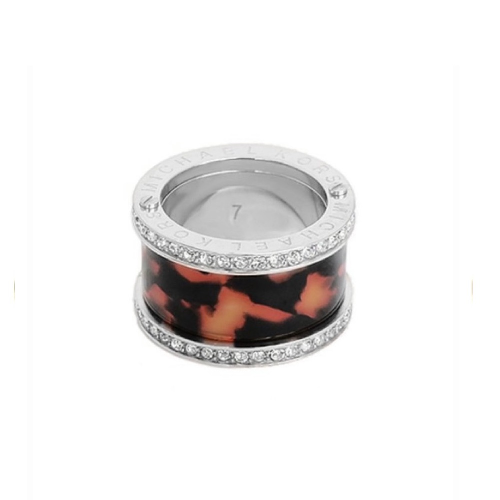 Michael Kors Tortoise Barrel Ring Silver - Picture 8 of 8